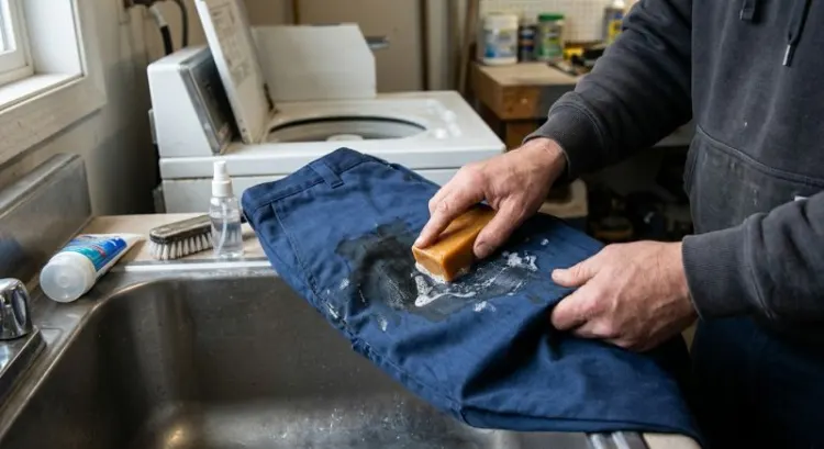 Enlever une tache de graisse mécanique sur un vêtement de travail